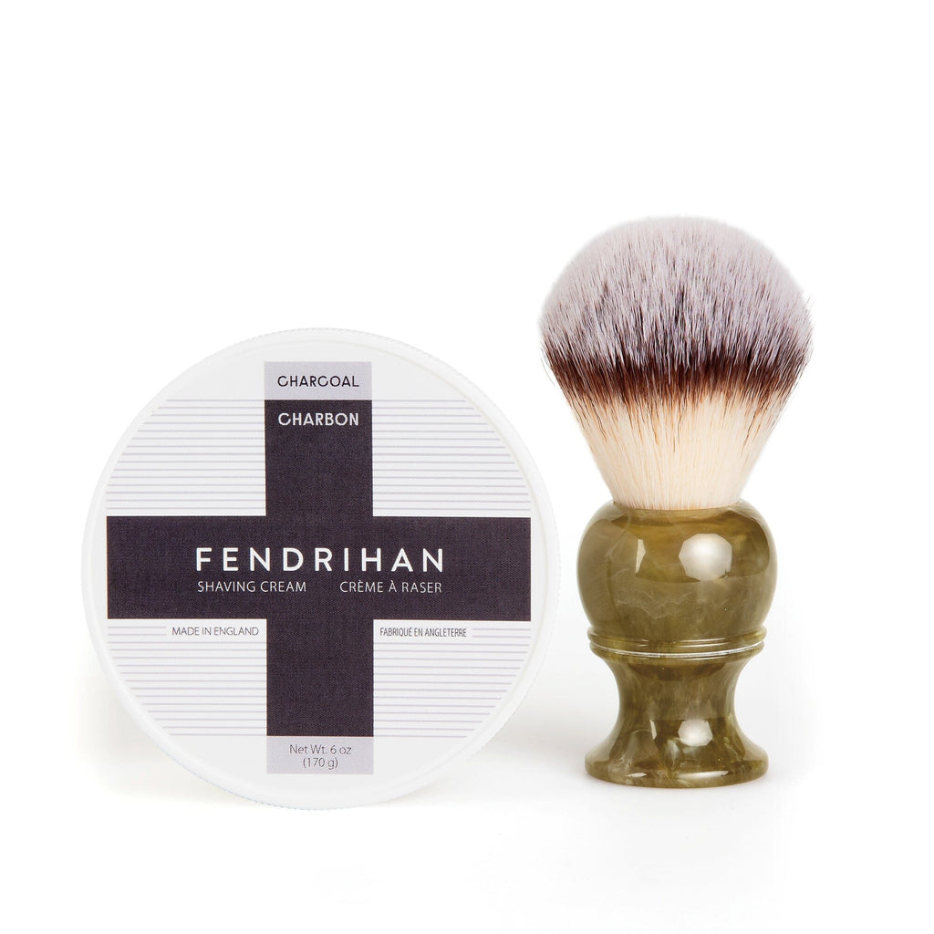 Fendrihan Shaving Cream and Fendrihan Shaving Brush Set, Save $10 Shaving Kit Fendrihan Synthetic Silvertip - Faux Horn Resin Handle Bergamot 