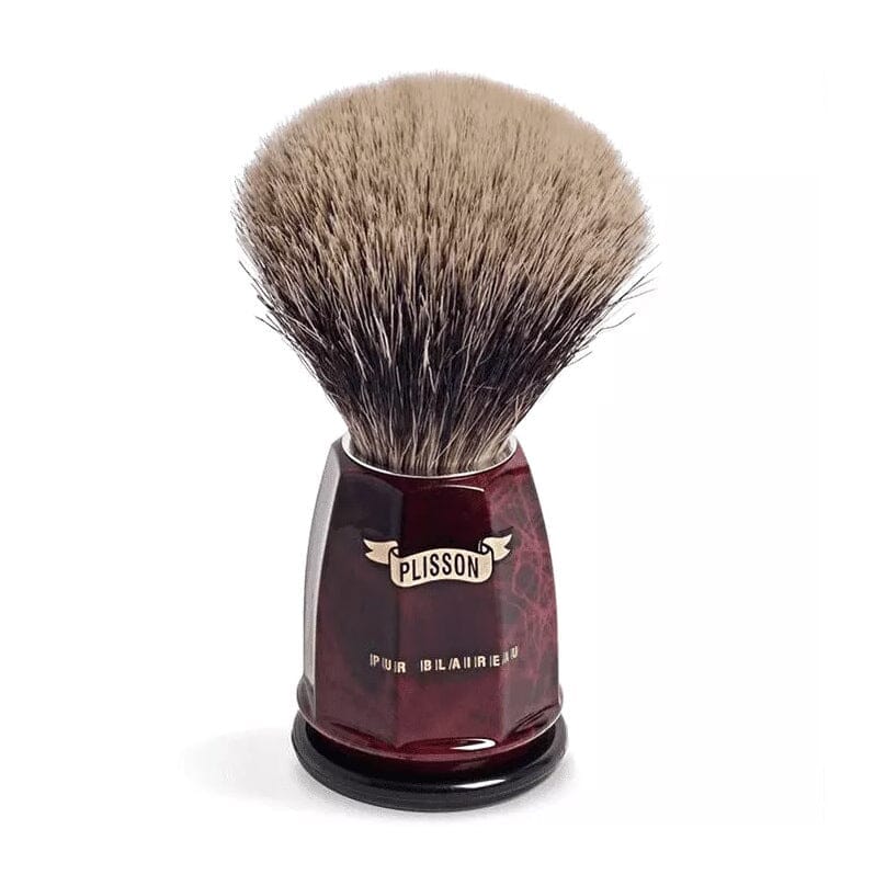 Plisson European White Badger Shaving Brush, Faux Burr Walnut Handle, Size 10 Shaving Brush Plisson - Joris 