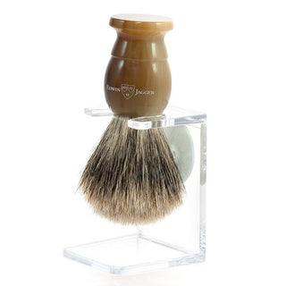 Edwin Jagger Best Badger Shaving Brush and Stand in Light Horn, Medium Badger Bristles Shaving Brush Edwin Jagger 