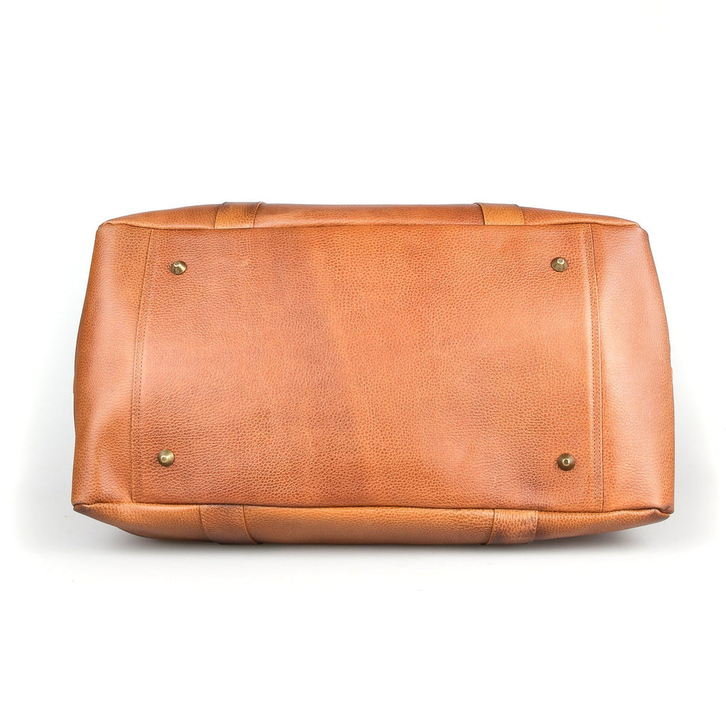 Fendrihan Pebbled Leather Travel Bag, Cognac