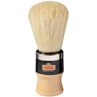 Omega 20102 Boar Bristle Shaving Brush, Wood Handle with Metal Ring Boar Bristles Shaving Brush Omega 